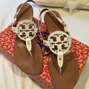 Tory Burch Holly white patent sandal
